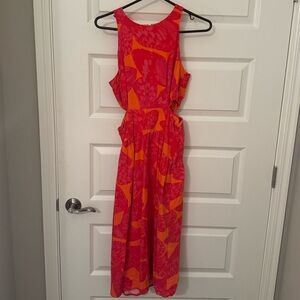 Pink and orange floral summer dress